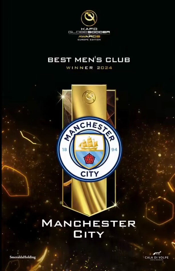 แมนเชสเตอร์ ซิตี้ คว้ารางวัลสโมสรยุโรปแห่งปีจากงาน European Football Awards